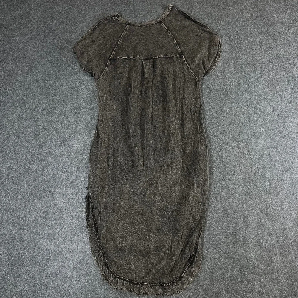 We The Free People Women Acid Wash High Low Tunic Top Mini Dress Charcoal Gray M